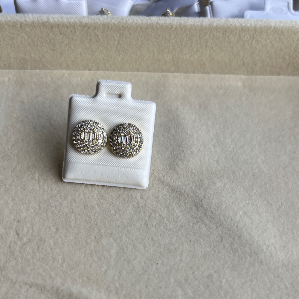 Gold Plated Beautiful Diamond Textured Stud Earrings